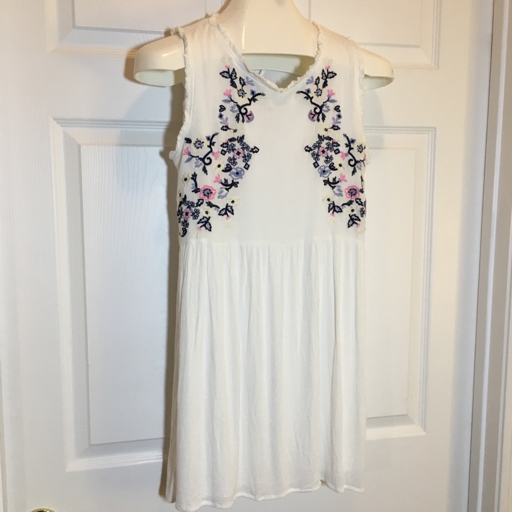 Blue Rair White Embroidered Dress Size S
